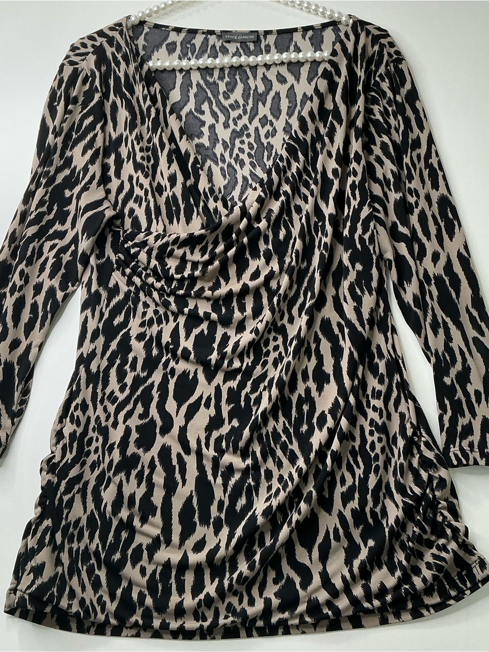 Vince Camuto Women’s Top Blouse animal print 3/4 sleeves cheetah M Preowned